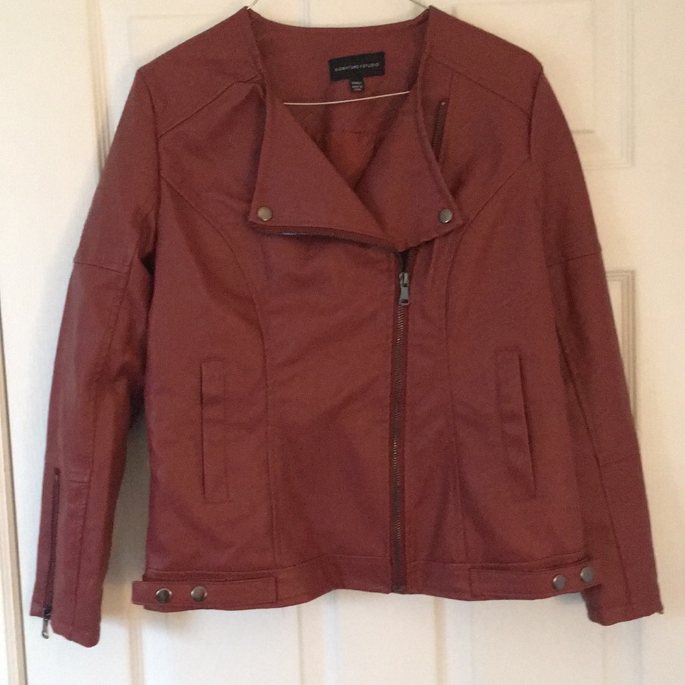 Signature studio vegan leather Moto jacket small